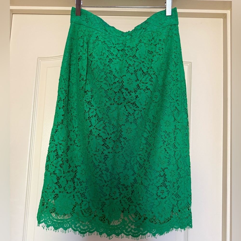 J.Crew green lace pencil skirt Size US 8